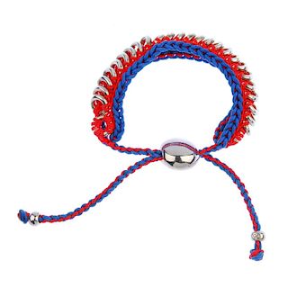 LINKS OF LONDON - a bracelet and a ring. The friendship style bracelet of blue and neon orange cord