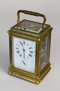 Tiffany & Co. Quarter Hour Repeater Brass Carriage Clock, 19th Century
