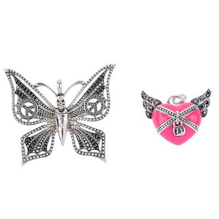 THOMAS SABO - two pendants. To include a butterfly pendant, designed with pierced patterned wings an