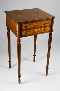 American Sheraton Tiger Maple Workstand, circa 1810