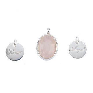THOMAS SABO - four items of jewellery. To include two disc pendants, the first engraved with 'Angel'