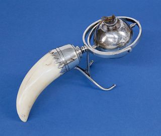 Scarce Silver and Whale's Tooth Cigar Lighter, London, circa 1900