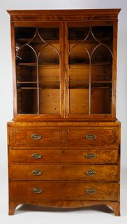 George III Inlaid Mahogany Secretary Bookcase, circa 1790-1800