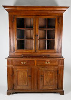 Early 19th Century Pennsylvania Walnut Two Part Kitchen Cupboard