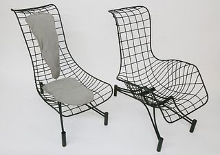 Pair of Vladimir Kagan Capricorn Collection Metal Garden Recliner Lounge Chairs, circa 1950-1959