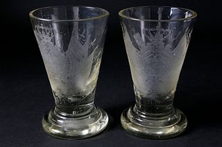 Pair of Bohemian Etched and Engraved Glass Beakers, 18th Century