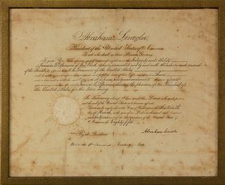 1861 President Abraham Lincoln Signed Document