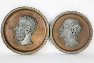 Pair of Charles Stierlin Patinated Plaster Portrait Roundels, circa 1866-1868