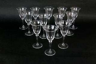 Set of 12 Signed Steuben Clear Crystal Glass Wine Glasses