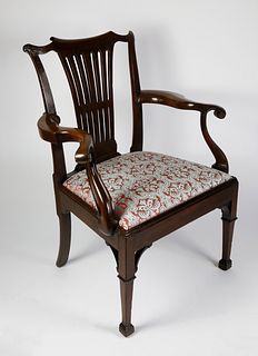 George III Carved Mahogany Open Armchair, late 18th Century