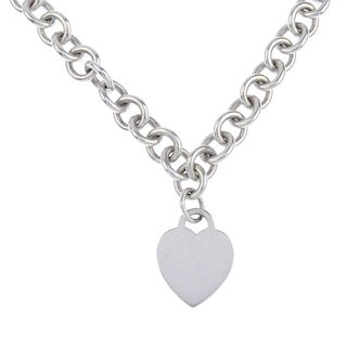 TIFFANY & CO. - a necklace. The chain-link necklace suspending a heart-shape 'Please return to Tiffa