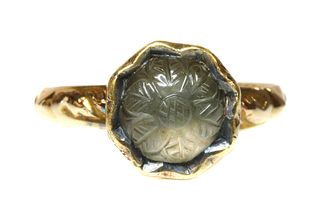 An antique single stone smoky quartz ring,