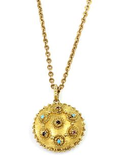 A Regency gold circular gem set pendant, c.1820,