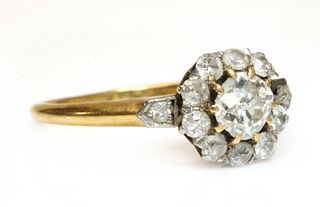An Edwardian gold diamond cluster ring,