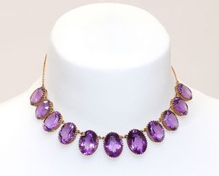 A late Victorian amethyst fringe necklace,