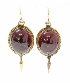 A pair of Victorian garnet drop earrings,