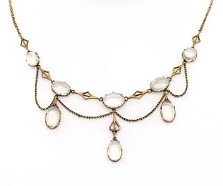 An Edwardian moonstone swag necklace,