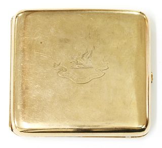 LOT WITHDRAWN A 9ct gold cushion shaped curved cigarette case, by Horace Woodward & Co. Ltd.,