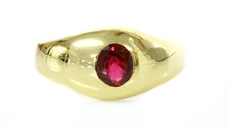 A gentlemen's single stone unheated ruby ring,