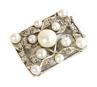 A five row cultured freshwater pearl and diamond clasp,