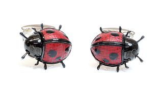 A pair of novelty ladybird cufflinks, by Deakin & Francis, retailed by Hamilton & Inches,
