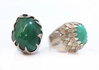 A single stone turquoise ring, by Iris Oakes, c.1970,