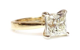 An 18ct gold single stone princess cut diamond ring, with a 3.64ct princess cut diamond,