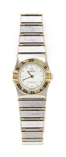 A ladies' bi-colour Omega 'Constellation' quartz bracelet watch,