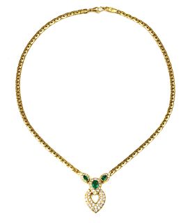 An 18ct gold emerald and diamond necklace, by Garrard & Co., c.1988,