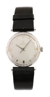 An 18ct white gold Zenith mechanical strap watch,