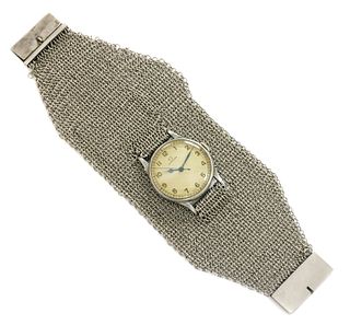 A gentlemen's stainless steel Omega mechanical strap watch, c.1940,