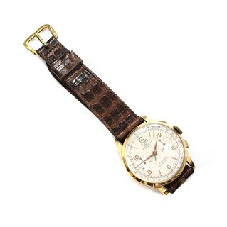 A gentlemen's 18ct gold ITA Gen?ve Suisse mechanical strap watch,