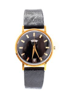 A gentlemen's 18ct gold Jean Perret Gen?ve automatic strap watch,