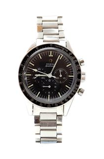 A gentlemen's stainless steel Omega 'Speedmaster Moon' chronograph mechanical watch, c.1966-1967,