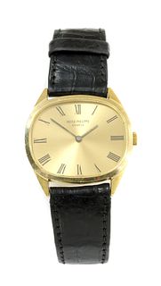 A gentlemen's 18ct gold Patek Philippe 'Ellipse' Gen?ve mechanical strap watch, c.1970,