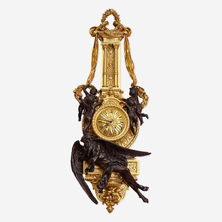 A Fine and Large Louis XVI Style Gilt and Patinated Bronze Cartel Clock Circa 1870