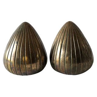 Ben Seibel Raymor Brass Clam Shell Modernist Bookends