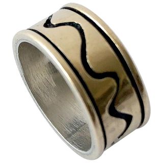 American Modern Sterling 14 Karat Gold Squiggle Wedding Band Ring