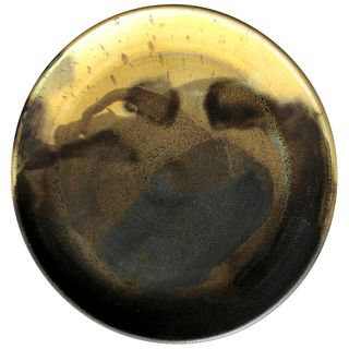 Toshiko Takaezu Stoneware Splash Abstract Glazed Pottery Plate
