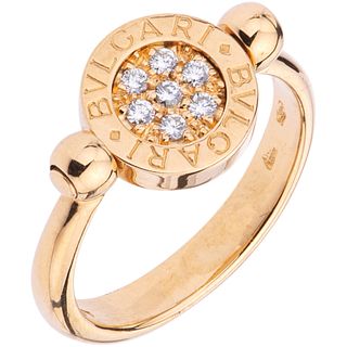 RING WITH DIAMONDS IN 18K YELLOW GOLD, BVLGARI, BVLGARI BVLGARI COLLECTION Brilliant cut diamonds Size: 5 ¾