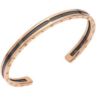 BRACELET IN STEEL AND 18K PINK GOLD, BVLGARI, B.ZERO1 COLLECTION Weight: 18.9 g
