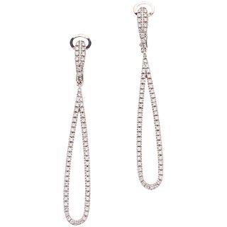 PAIR OF EARRINGS WITH DIAMONDS IN 18K WHITE GOLD Brilliant cut diamonds ~0.35 ct. Weight: 6.1 g