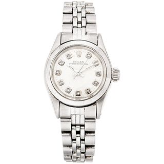 ROLEX OYSTER PERPETUAL LADY WATCH WITH DIAMONDS IN STEEL REF. 6618 Movement: automatic