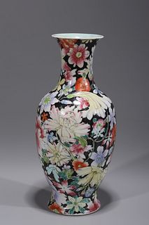 Chinese Enameled Porcelain Mille Fleur Vase