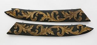 Pair of Carved and Gilt Ship's Rake Boards, circa 1840-1850