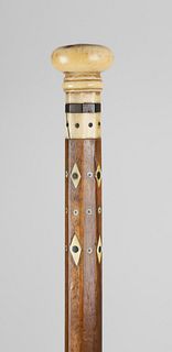 Sailor Made Inlaid Walking Stick, circa 1860