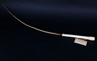 Antique Whale Ivory Scrimshaw Buggy Whip, 19th Century