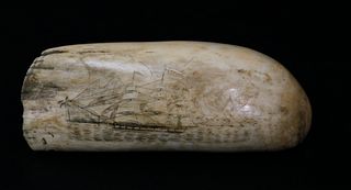 Antique Scrimshaw Whale Tooth, 1st half of the 19th Century