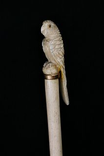 Carved Tropical Bird Grip Walking Stick, circa 1870
