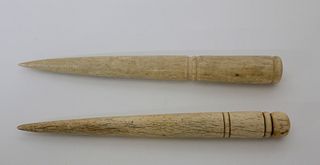 Two Antique Turned Whalebone Fids, circa 1870s